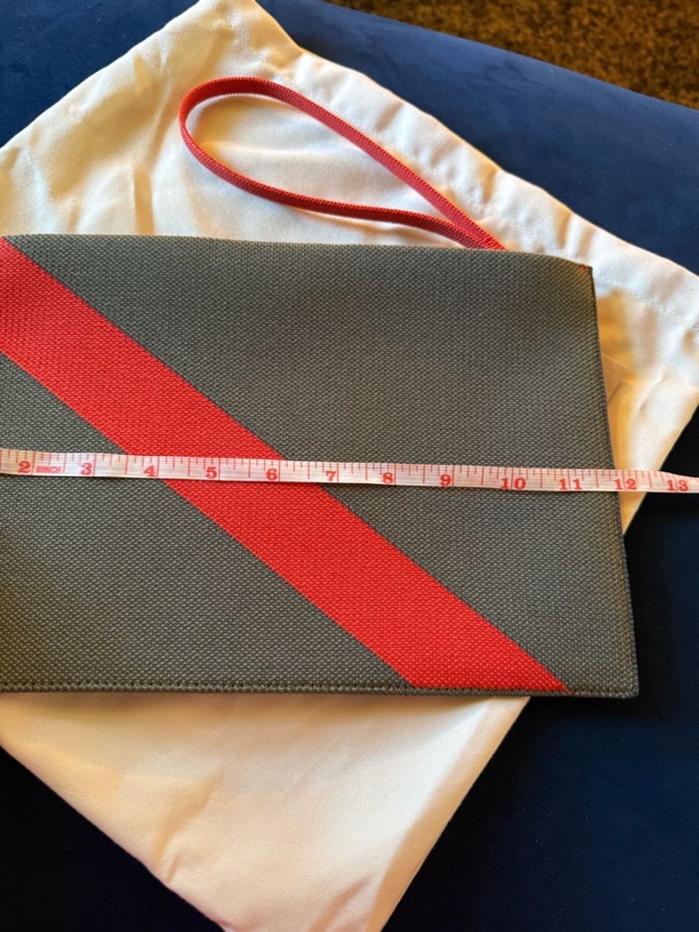Rothy's Olive Canvas Wristlet Pouch with Red Accent - Picture 4 of 5